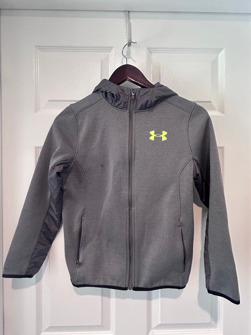 Under Armour Boys Full Zip Hoodie Jacket Heather Grey Medium Back to School Fall